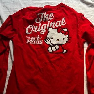 cup noodles x hello kitty red long sleeve shirt medium